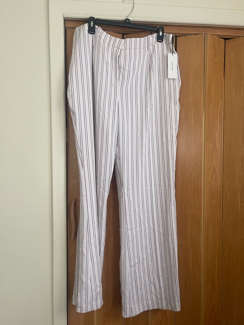 Calvin Klein White Pinstripe Dress Chinos